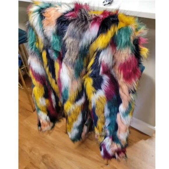 Women’s Faux Fur Coat Winter Jacket Fall Shaggy Furry Open Front Cardigan